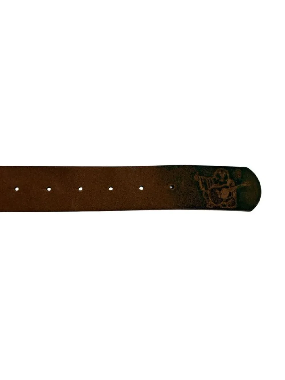 New True Religion Gold Logo Horseshoe Buckle Suede Leather Belt Mens Small Bro